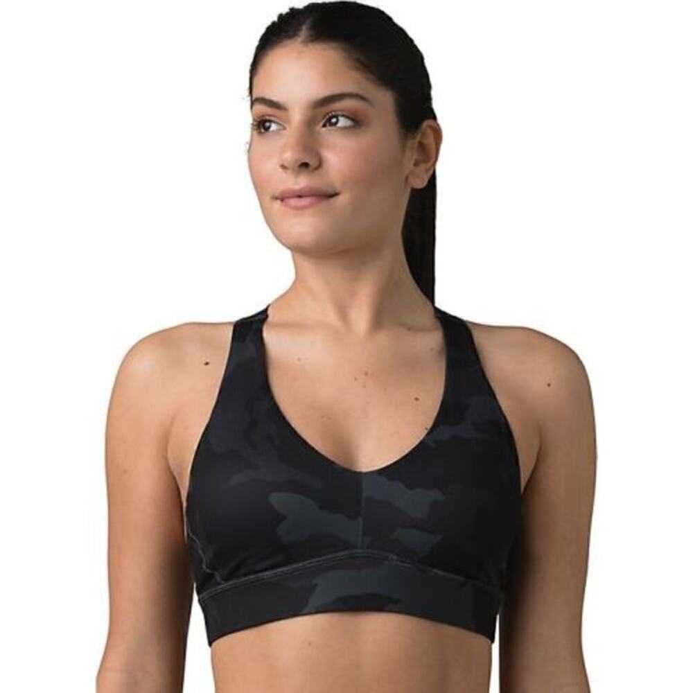 Prana  Layna Brami Bra Black Camo Size L NWT